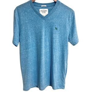 Abercrombie & Fitch Men’s V-Neck T-Shirt Muscle Fit Heather Blue Size Large